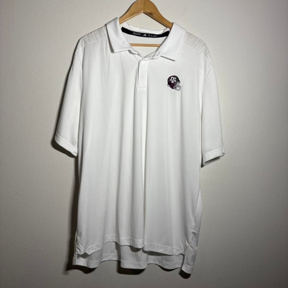 Adidas Texas A&M Football Men's Size XXL White Golf Polo Helmet‎ Embroidery